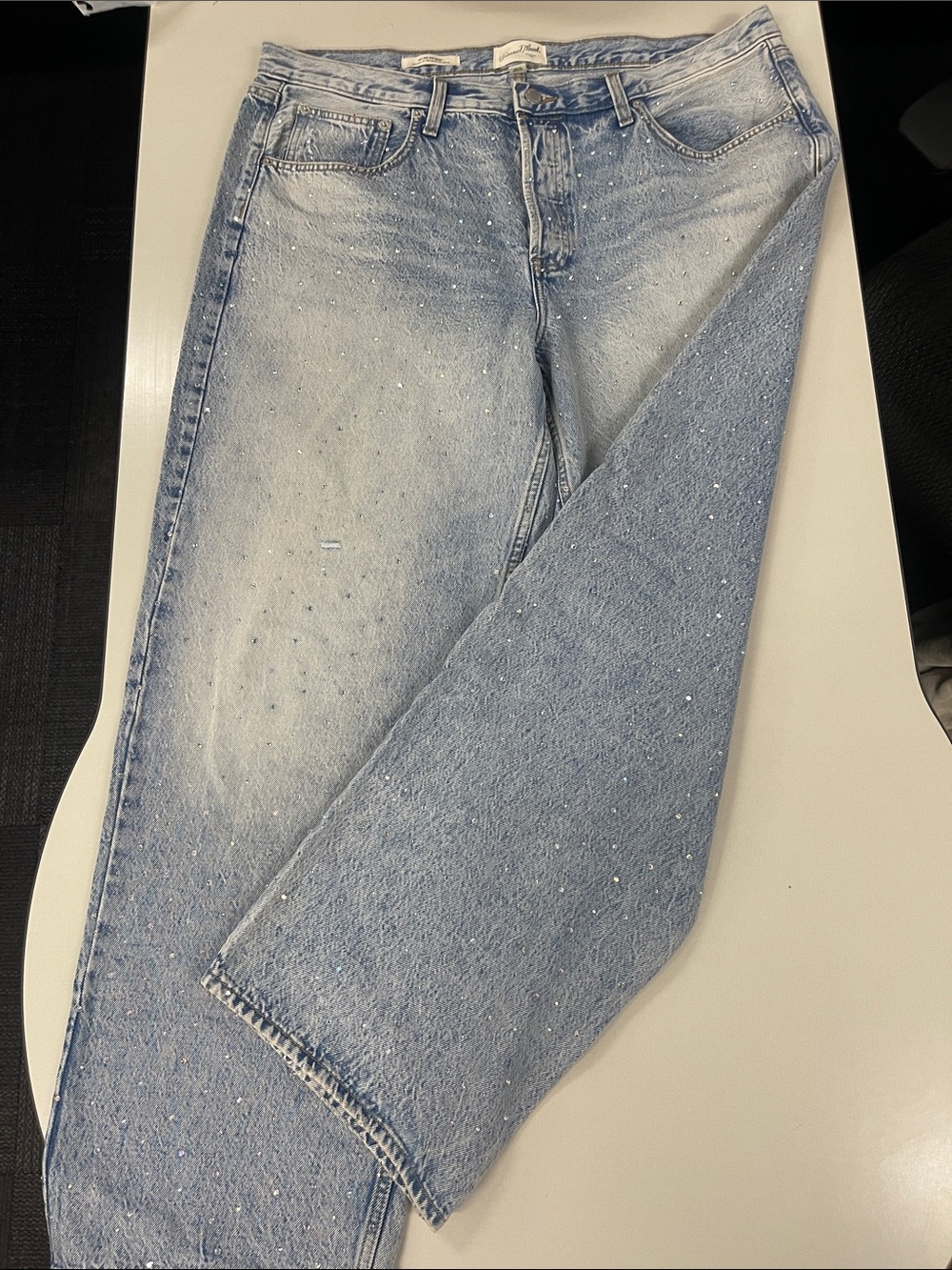 Universal Thread Light Blue Flare Jeans with Speckled Detail